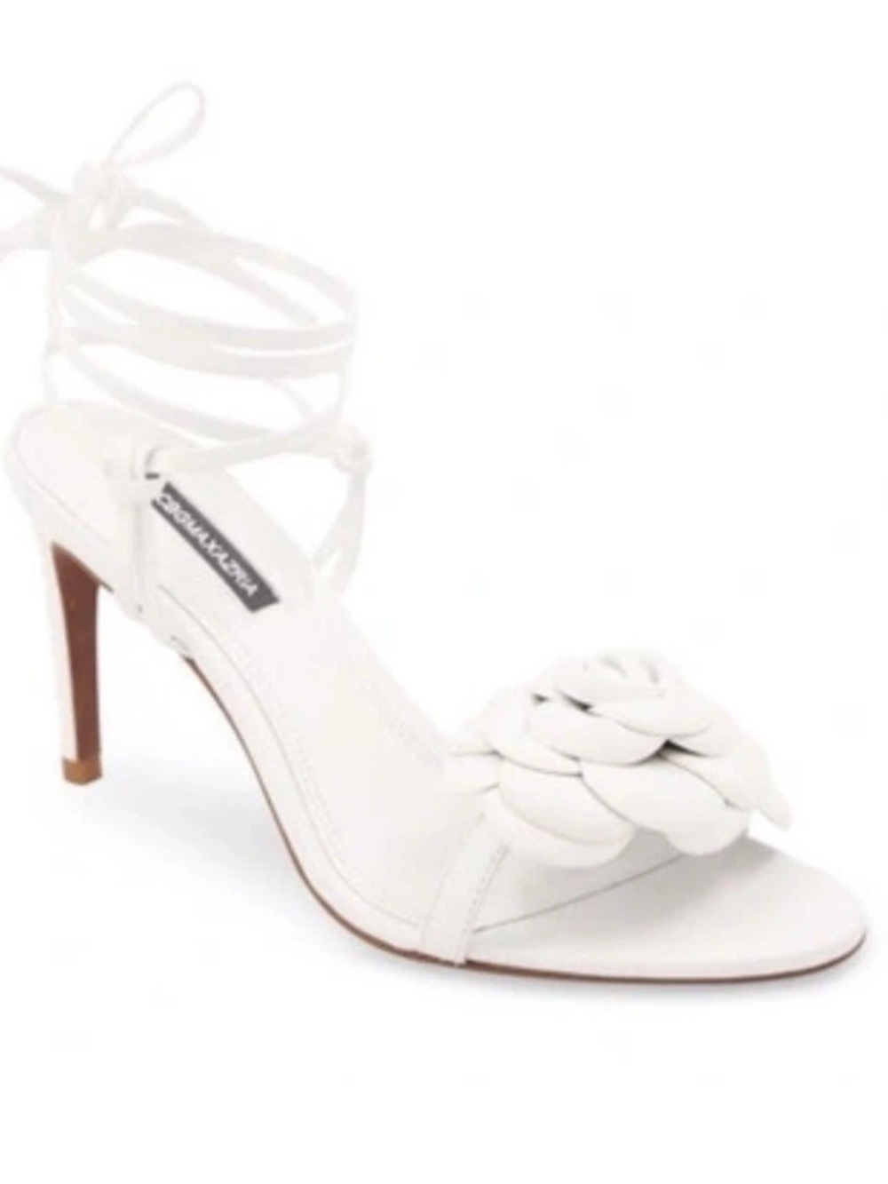BCBGMaxAzria Tannia Leather White Ankle Wrap Lace-Up Flower Sandal Size 7 NWOB